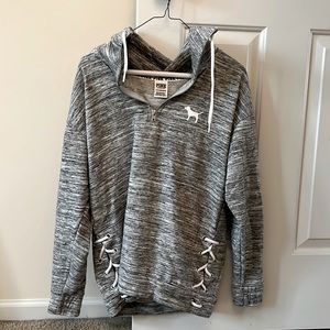 Victoria Secret Quarter Zip Hoodie, gray, size XS